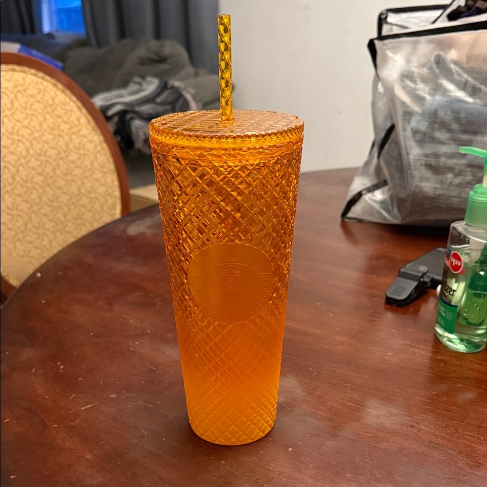 Starbucks Orange Tumbler with Straw